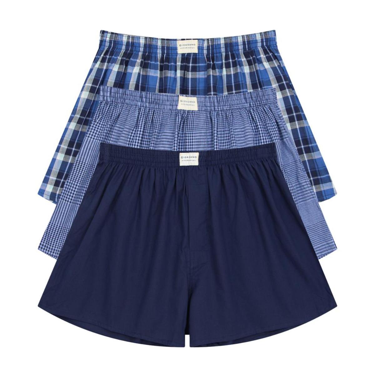 Men's Cotton Contrast Color Boxers (3pcs/pack)