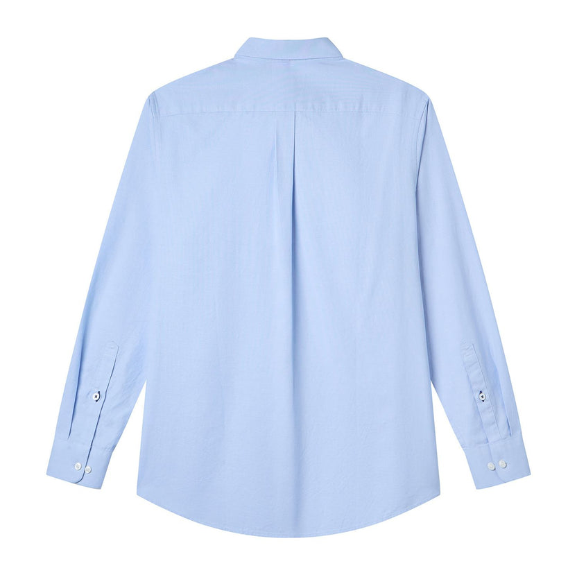 Men's Long Sleeve Slim Fit Cotton Lion Embroidered Oxford Shirt