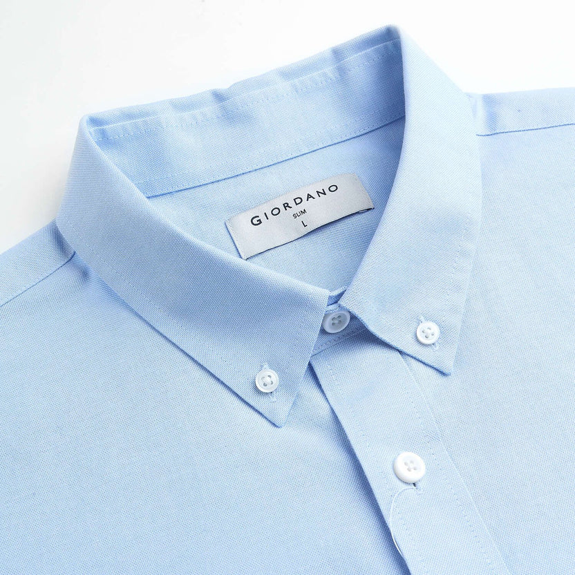 Men's Long Sleeve Slim Fit Cotton Lion Embroidered Oxford Shirt