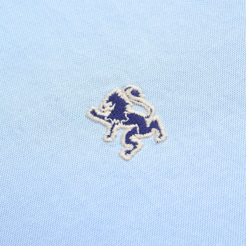 Men's Long Sleeve Slim Fit Cotton Lion Embroidered Oxford Shirt
