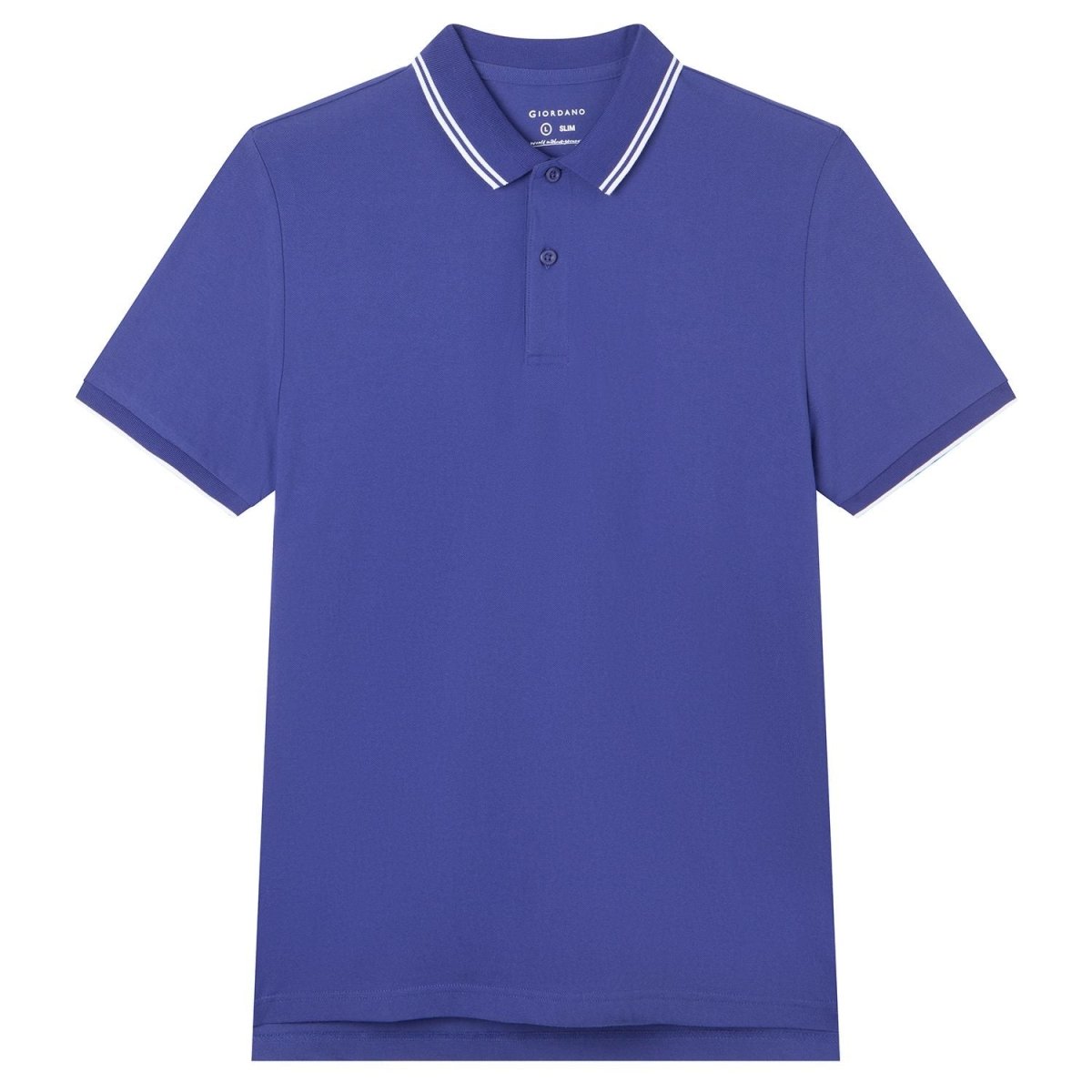 Men's Slim Pique Cotton Lycra Solid Polo with Flat Knit Collar