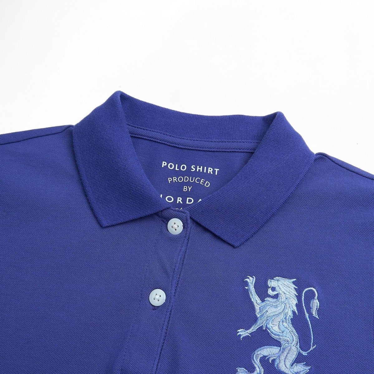 Men's Slim Fit 3D Lion Embroidery Lycra Pique Polo