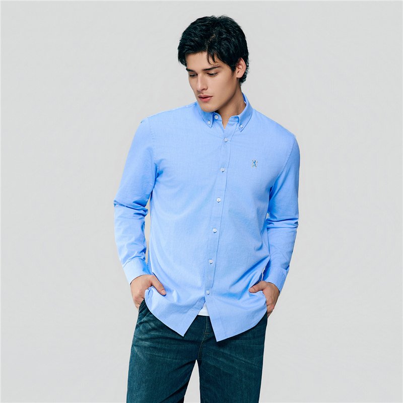 Men's Cotton Slim Oxford Shirt With Embroidery