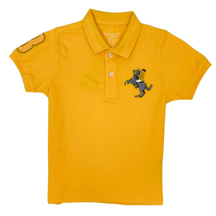 JUNIOR Cotton/Lycra Pique Knitted Collar Short Sleeve Slim Embrdry Bold Polo