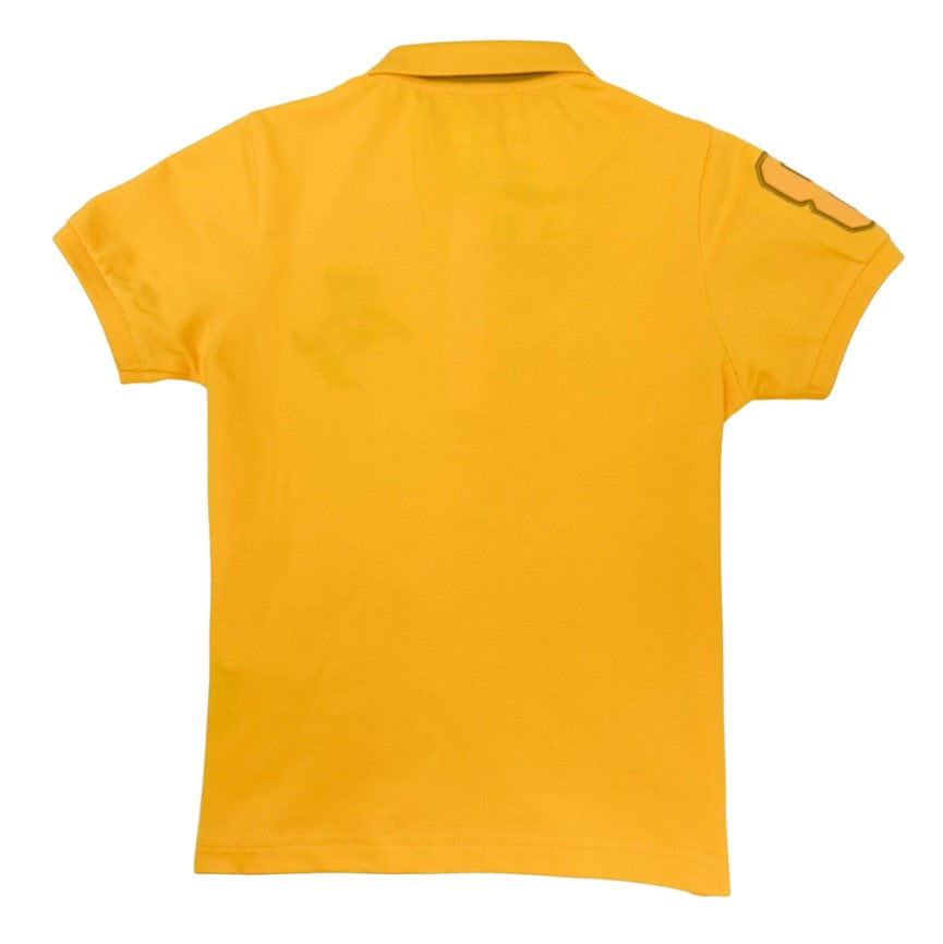 JUNIOR Cotton/Lycra Pique Knitted Collar Short Sleeve Slim Embrdry Bold Polo