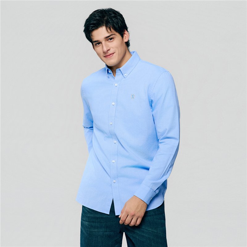 Men's Cotton Slim Oxford Shirt With Embroidery