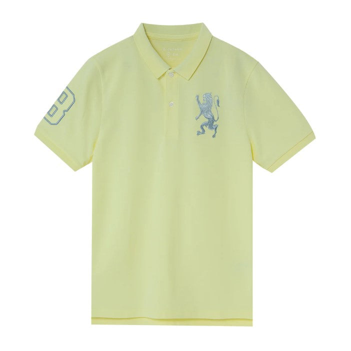 Men's 3D Lion Polo: Slim Fit, Bold Embroidery, Premium Pique