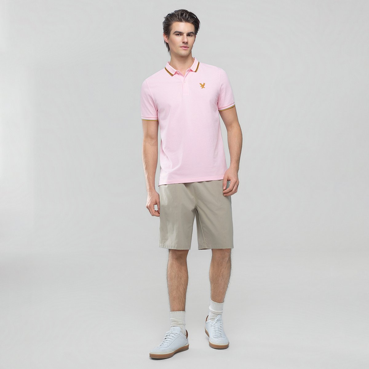 Men's Knit Collar Short Sleeve Slim Fit Embroidered Polo