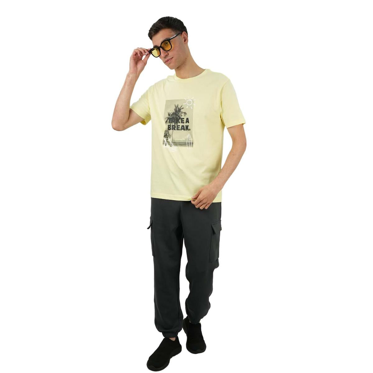 تي شيرت رجالي من القطن الجيرسي المطبوع