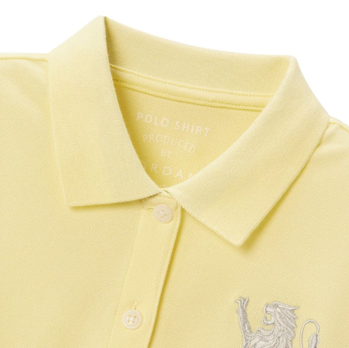 قميص بولو نسائي من القطن والليكرا بتطريز أسد ثلاثي الأبعاد