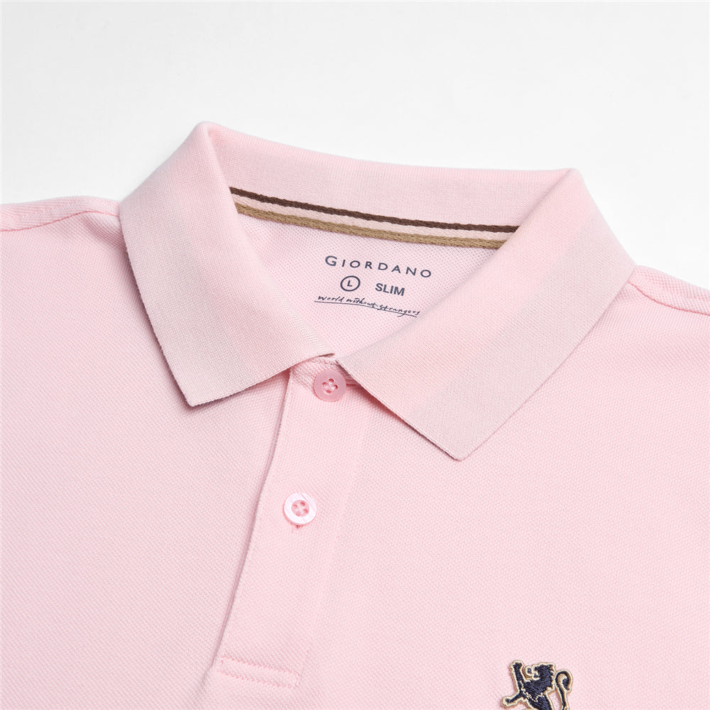 Men's Cotton Slim Performance Polo With Small Lion Embroidery