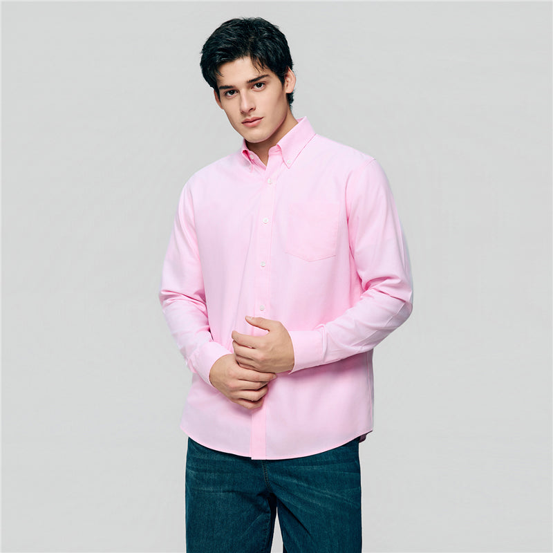 Men’s Cotton Long-Sleeve Wrinkle-Free Shirt