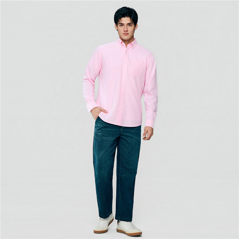 Men’s Cotton Long-Sleeve Wrinkle-Free Shirt