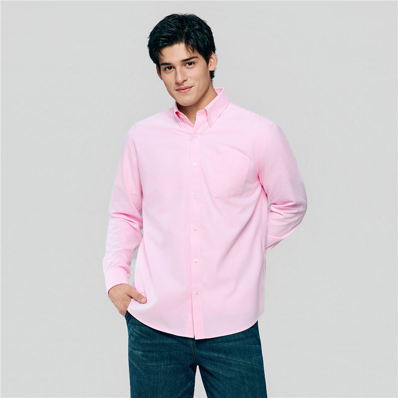 Men’s Cotton Long-Sleeve Wrinkle-Free Shirt