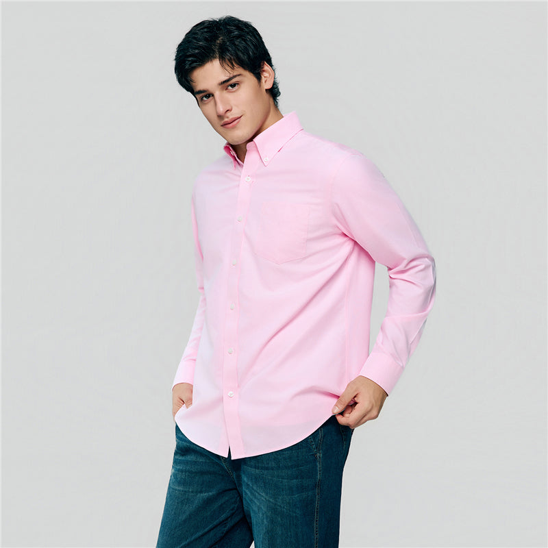 Men’s Cotton Long-Sleeve Wrinkle-Free Shirt