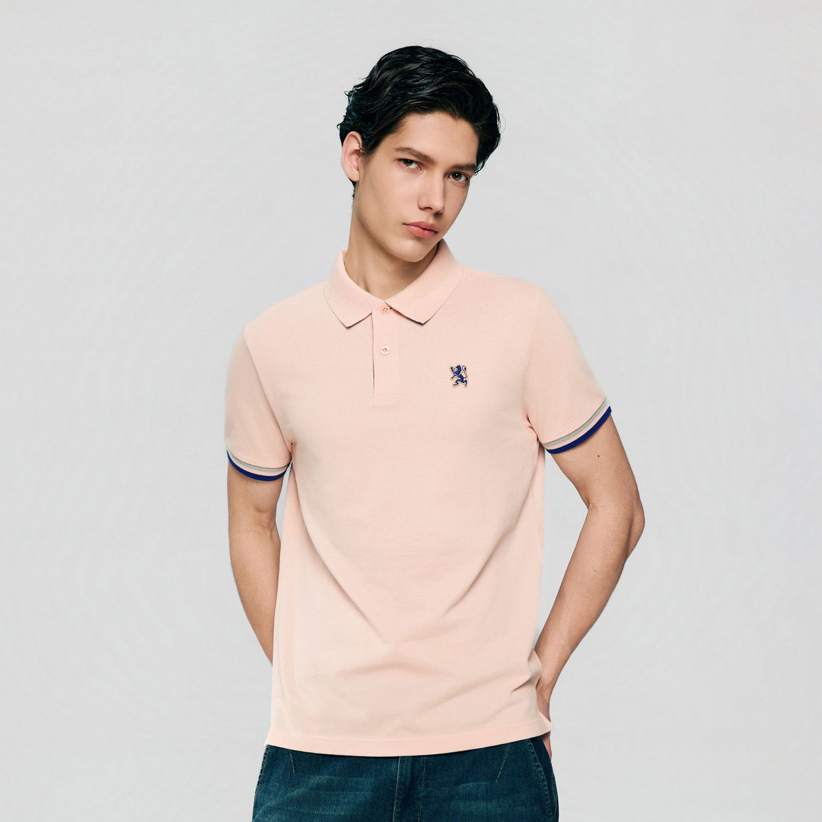 Men's Slim Fit Embroidered Solid Polo