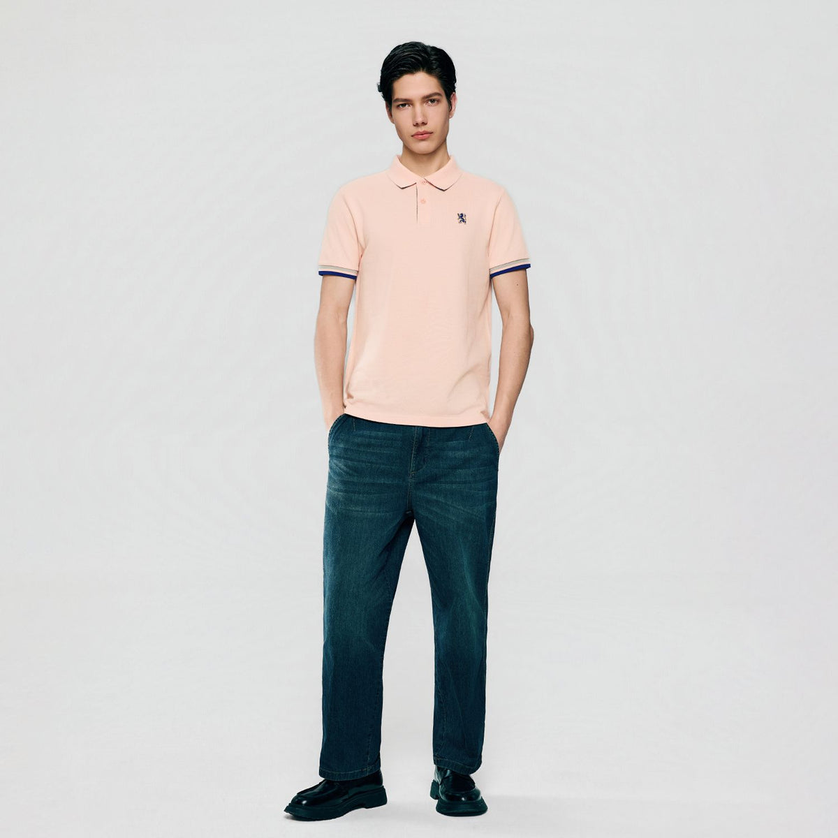Men's Slim Fit Embroidered Solid Polo