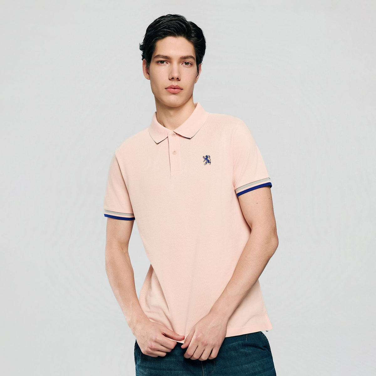 Men's Slim Fit Embroidered Solid Polo