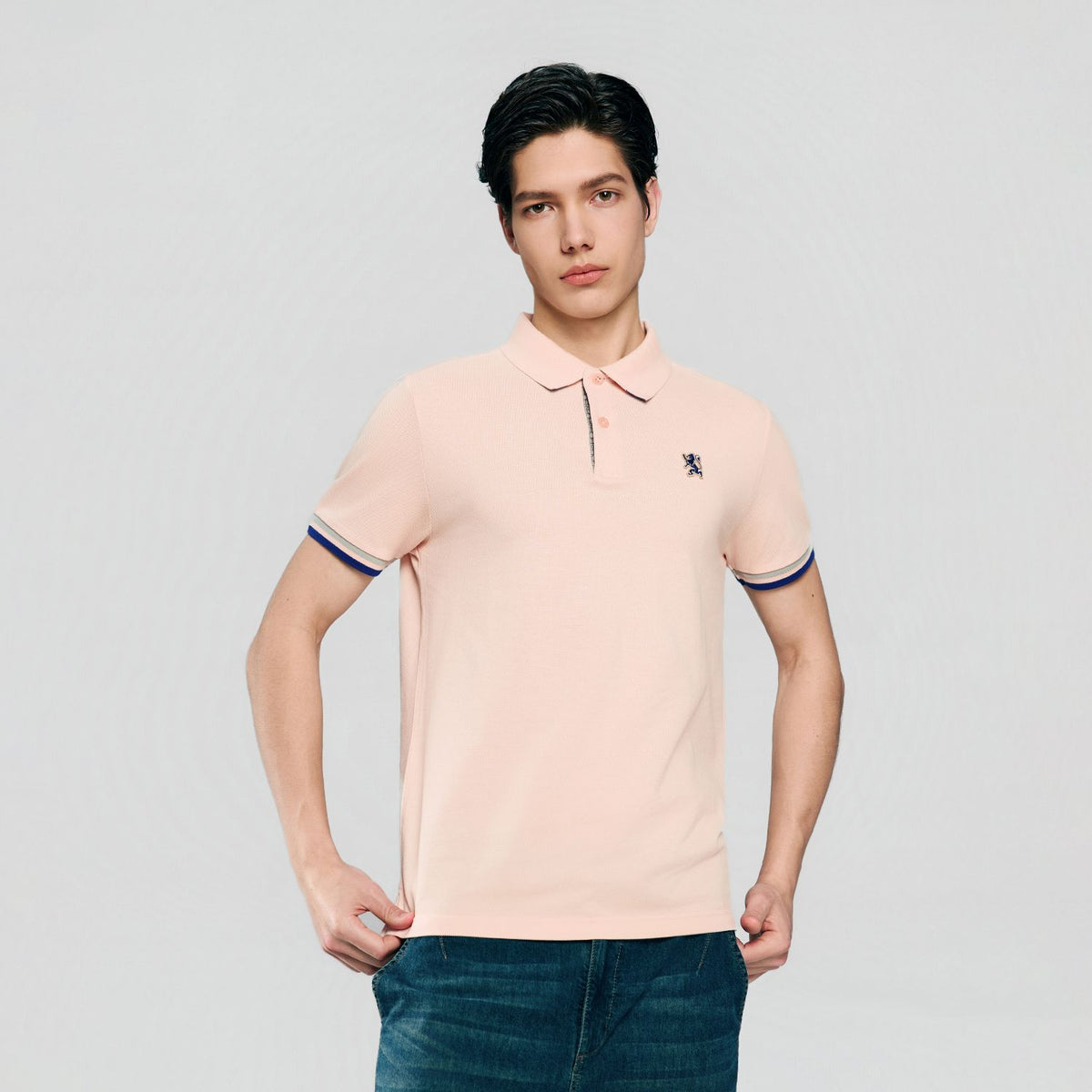Men's Slim Fit Embroidered Solid Polo