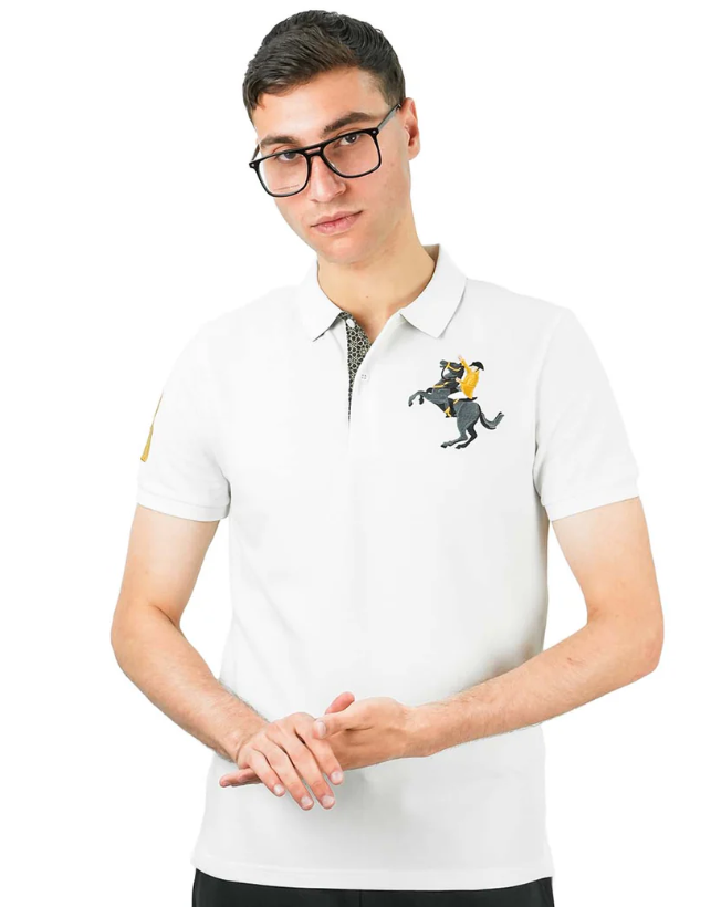 Men's Slim Fit Cotton Short Sleeve Napoleon Polo