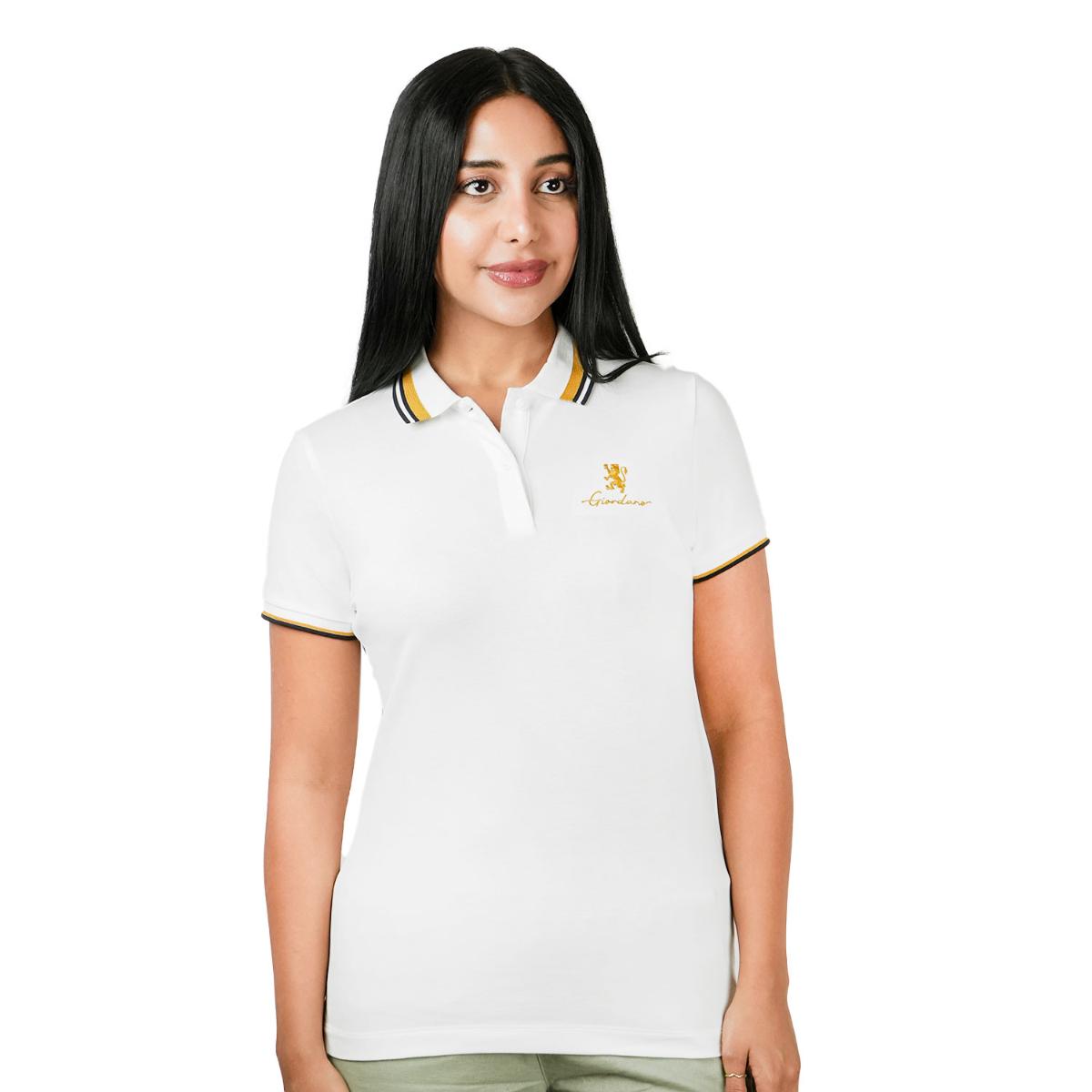 قميص بولو نسائي كلاسيكي من القطن بيكيه - قصة ضيقة، تفاصيل مطرزة