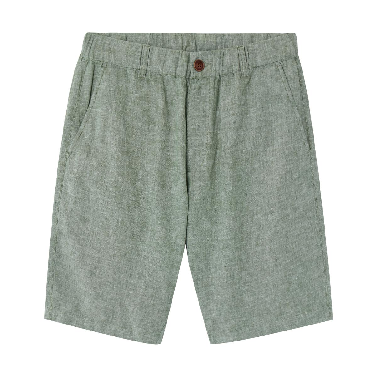 Men's Shorts Linnen/Cotton Plan Wave Low Rise Slim Triple Elastic Wrest Bermuda