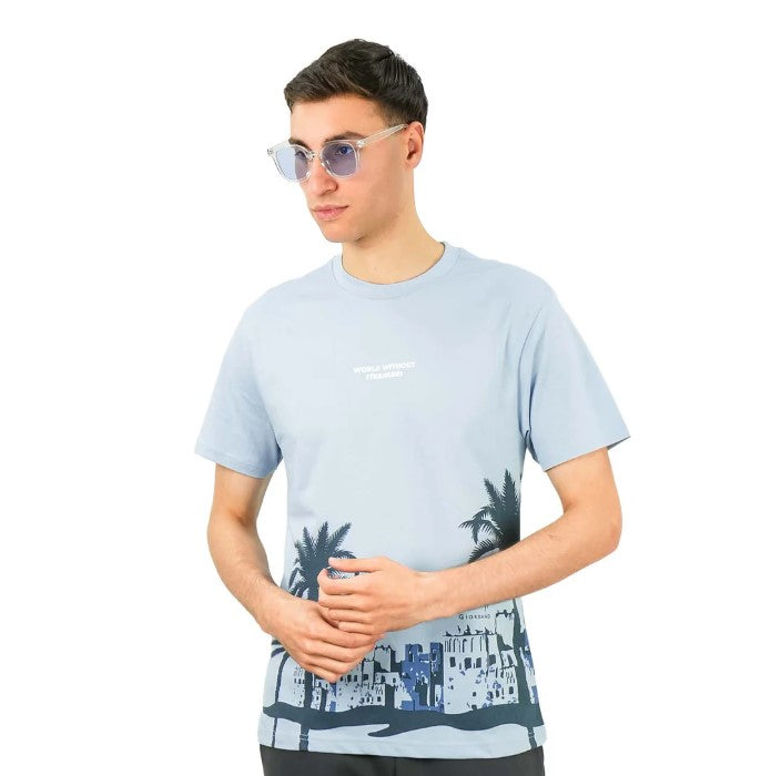 Men's World Without Strangers Print Tee - Slim Fit, Crew Neck, Cotton