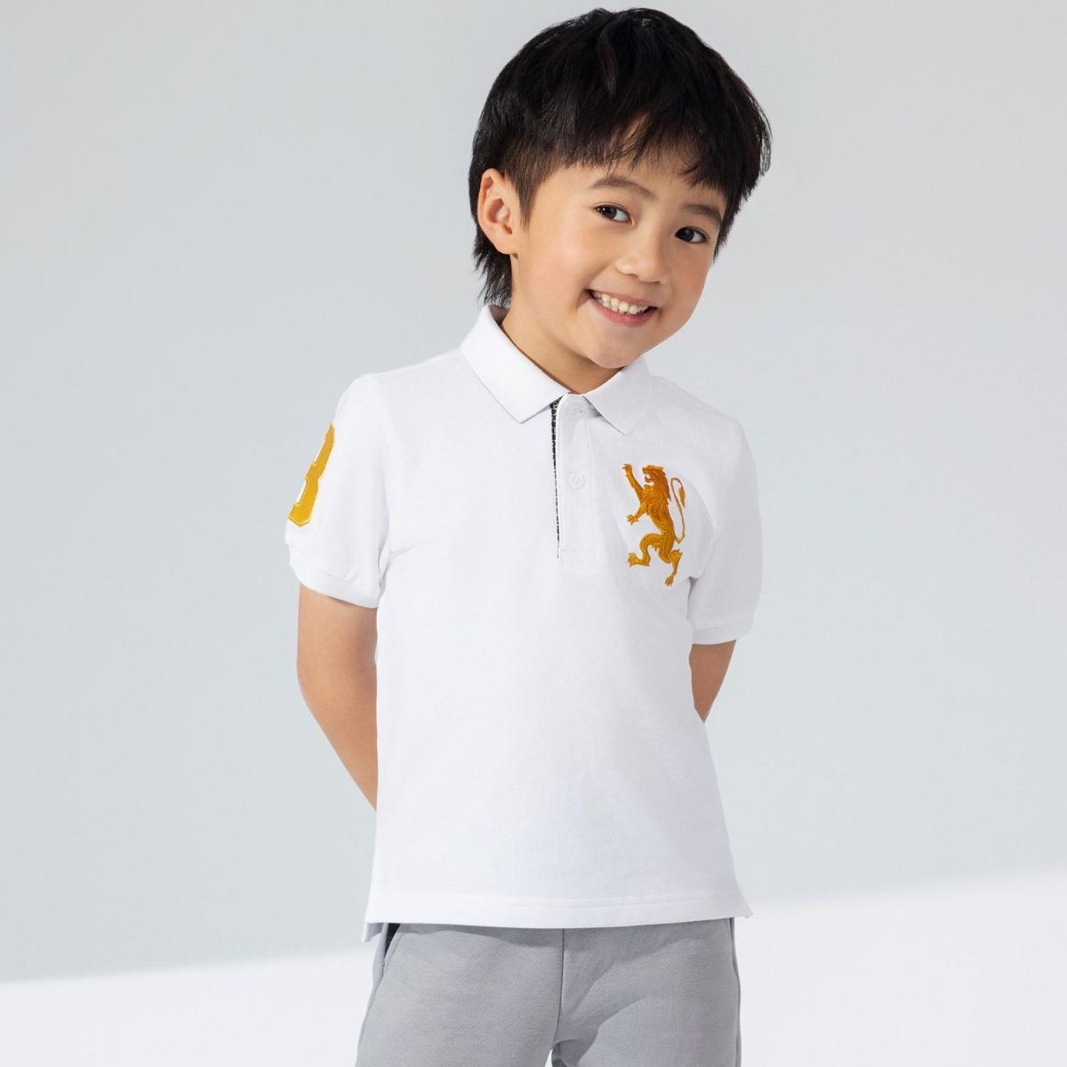 Kids' Lion Polo: 3D Embroidery, Comfort Piqué, Classic Style