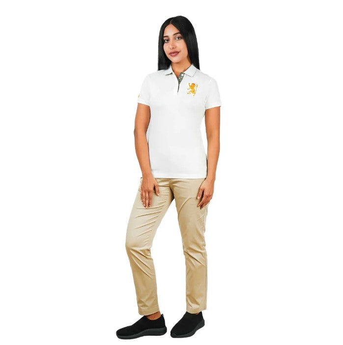 قميص بولو نسائي من القطن والليكرا بتطريز أسد ثلاثي الأبعاد