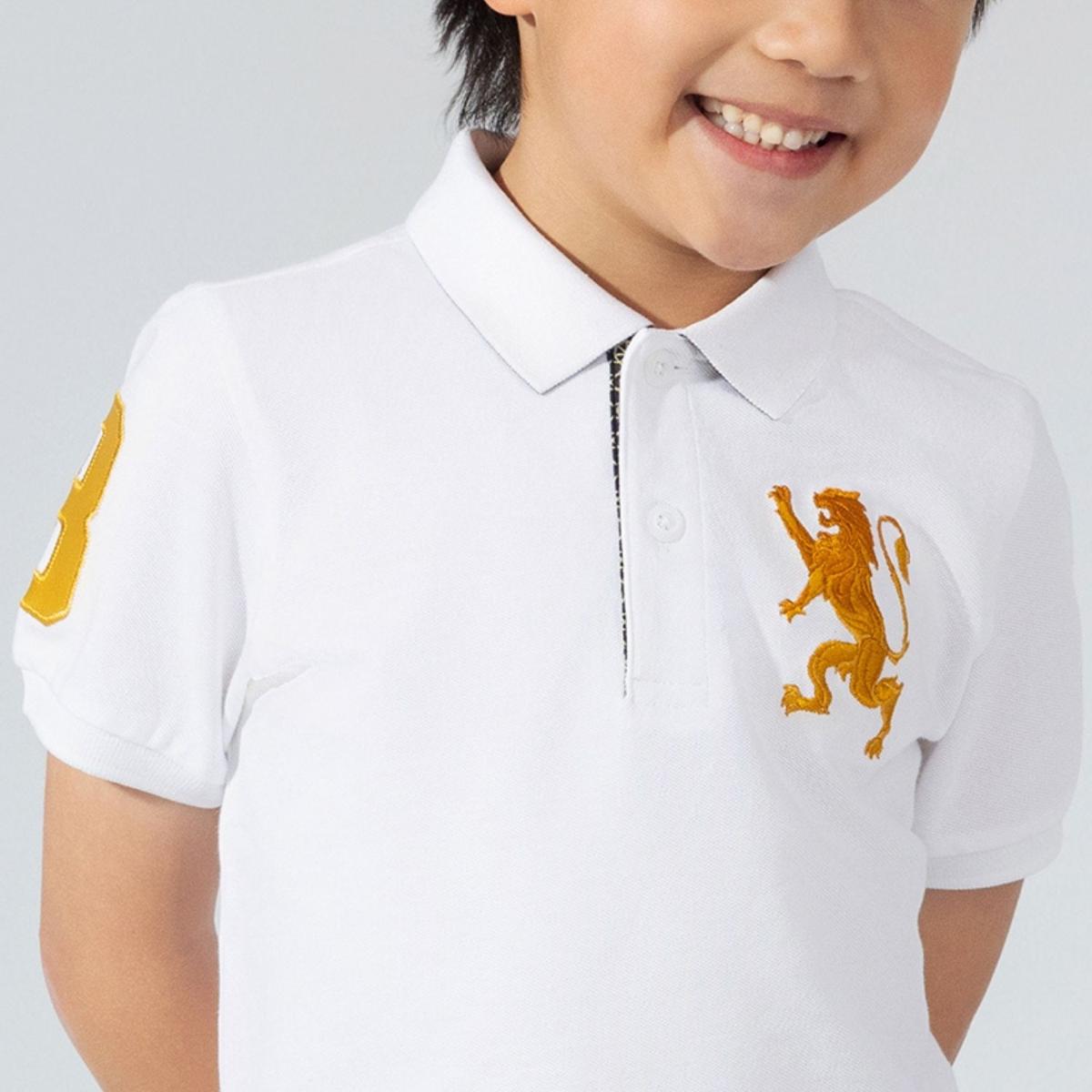 Kids' Lion Polo: 3D Embroidery, Comfort Piqué, Classic Style