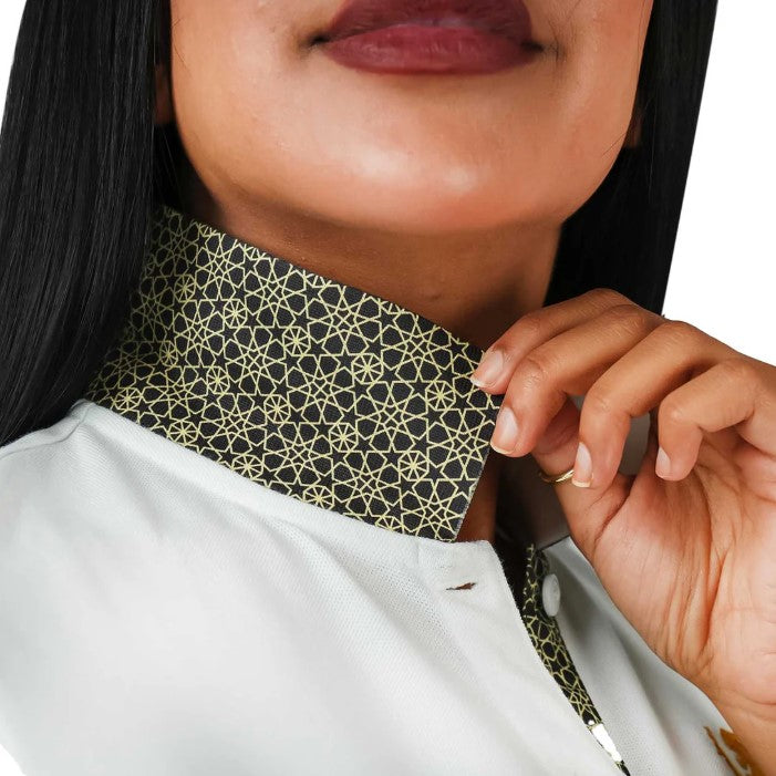 قميص بولو نسائي من القطن والليكرا بتطريز أسد ثلاثي الأبعاد