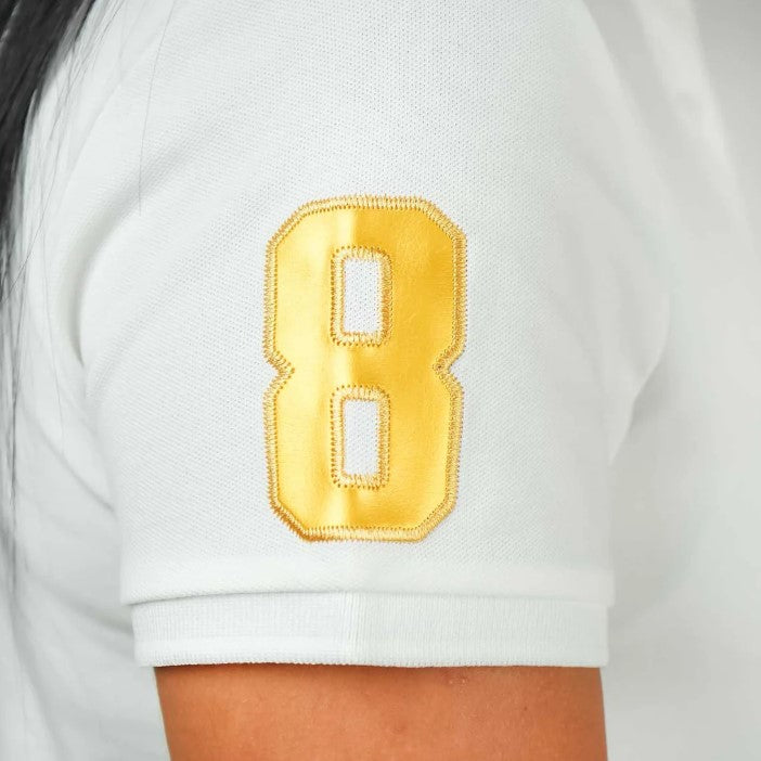 قميص بولو نسائي من القطن والليكرا بتطريز أسد ثلاثي الأبعاد