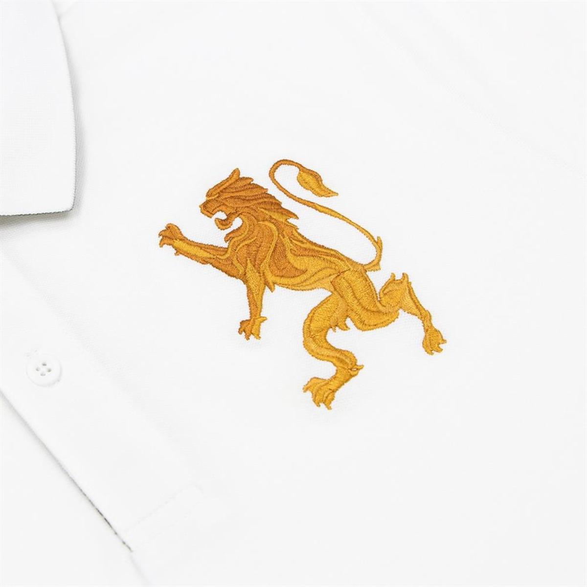 Men's 3D Lion Polo: Slim Fit, Bold Embroidery, Premium Pique