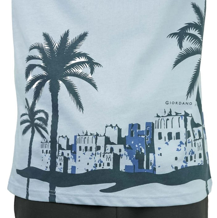 تي شيرت رجالي مطبوع عليه عبارة "عالم بلا غرباء" - قصة ضيقة، رقبة دائرية، قطن