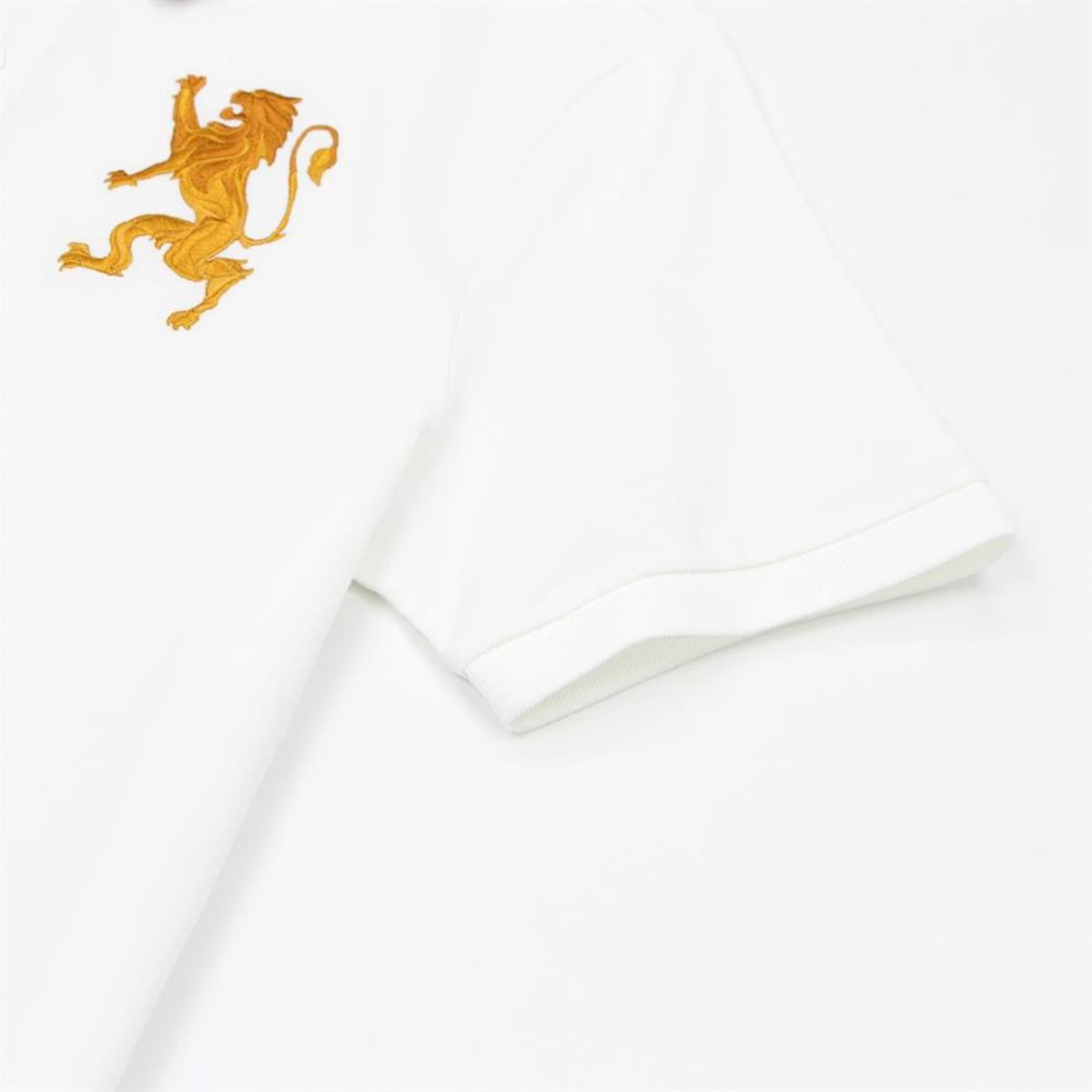 Men's 3D Lion Polo: Slim Fit, Bold Embroidery, Premium Pique
