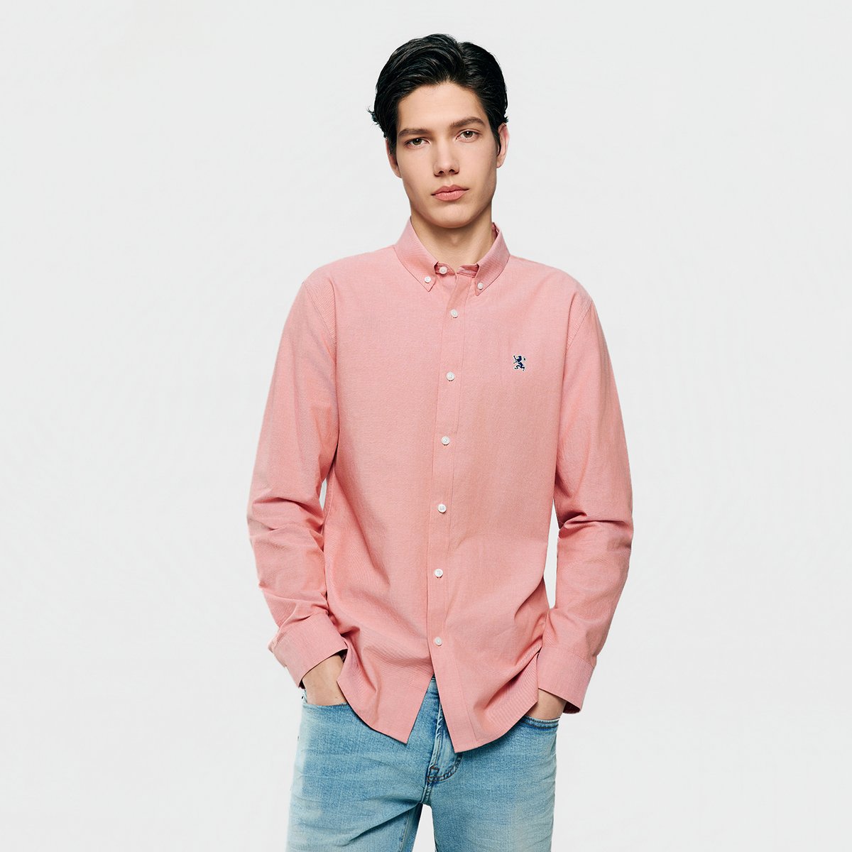 Men's Cotton Slim Oxford Shirt With Embroidery