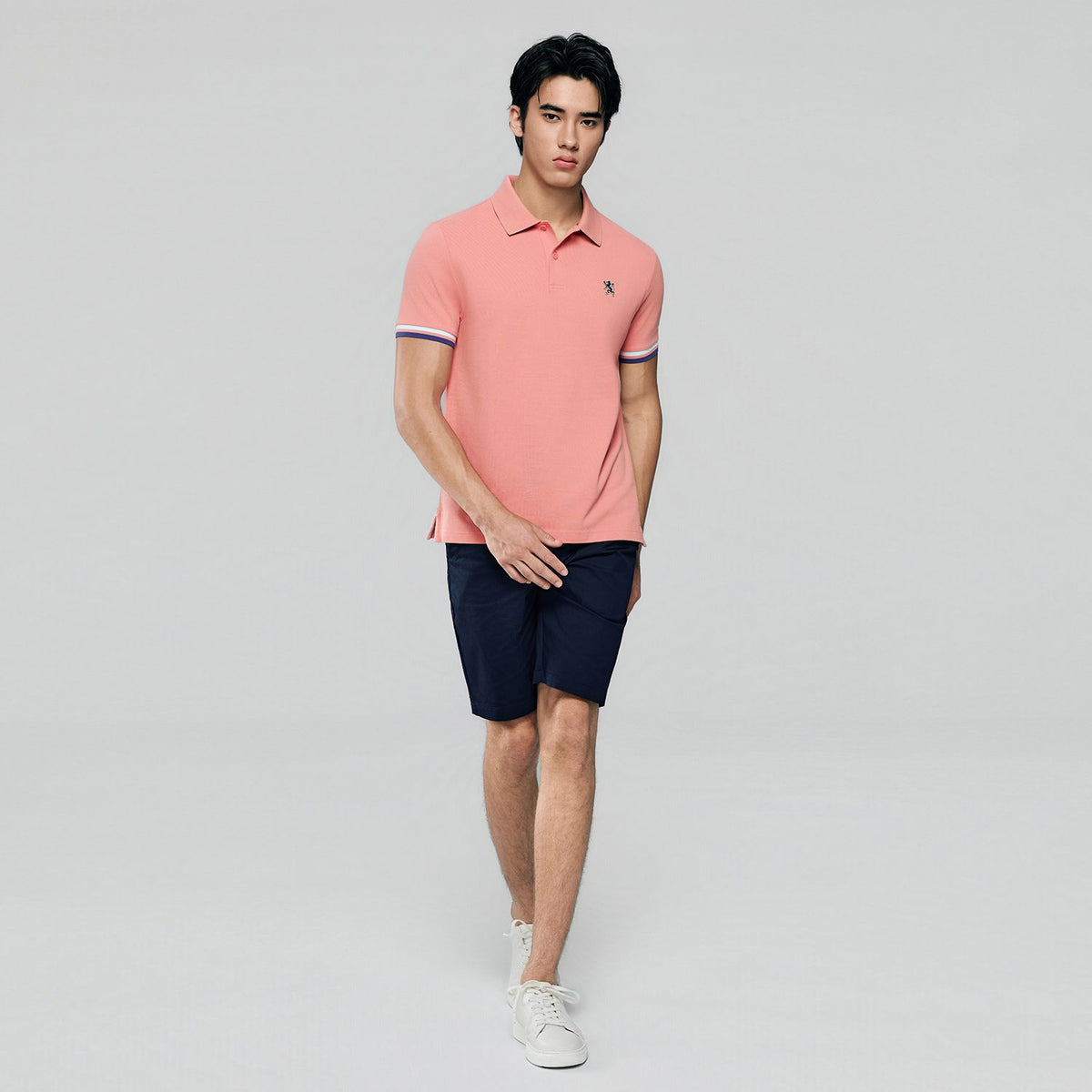 Men's Cotton Slim Performance Polo With Small Lion Embroidery