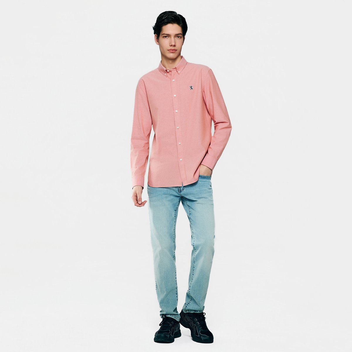 Men's Cotton Slim Oxford Shirt With Embroidery