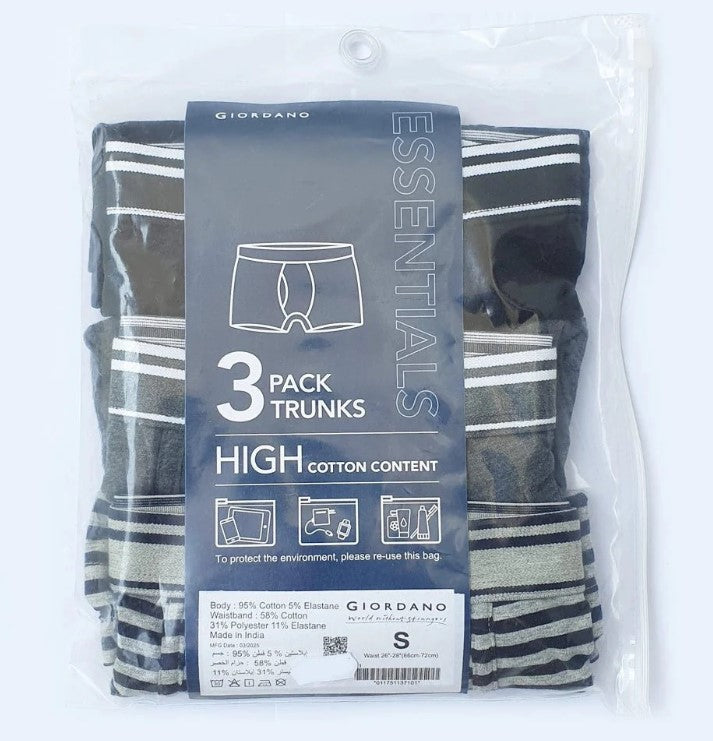 Men's Cotton Spandex Jersey 3-Pack Trunks
