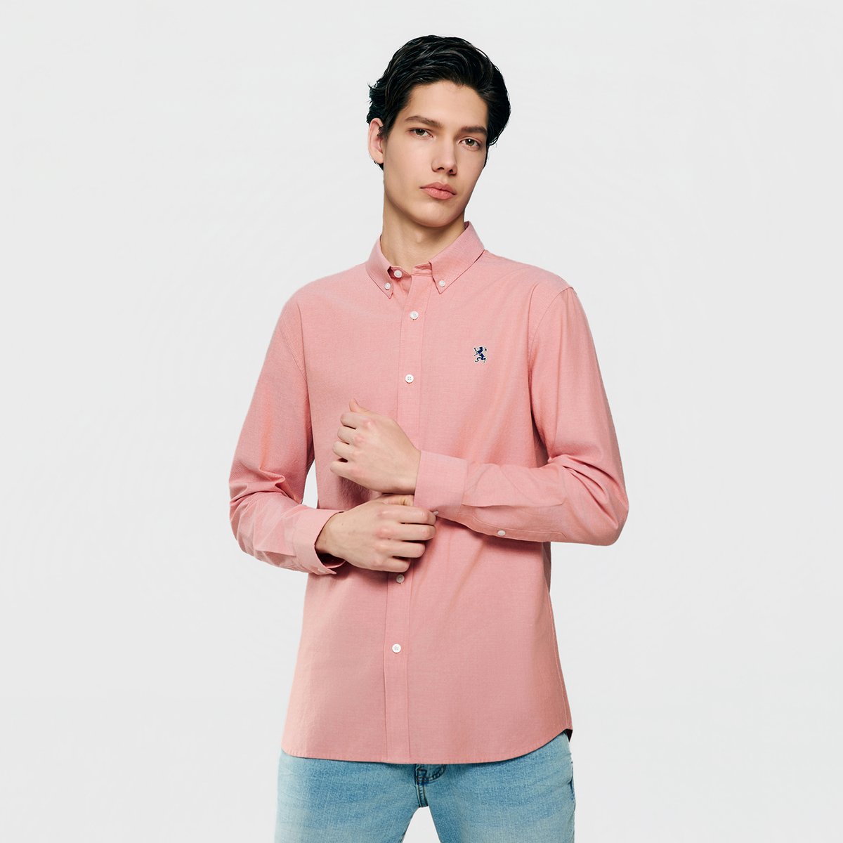 Men's Cotton Slim Oxford Shirt With Embroidery
