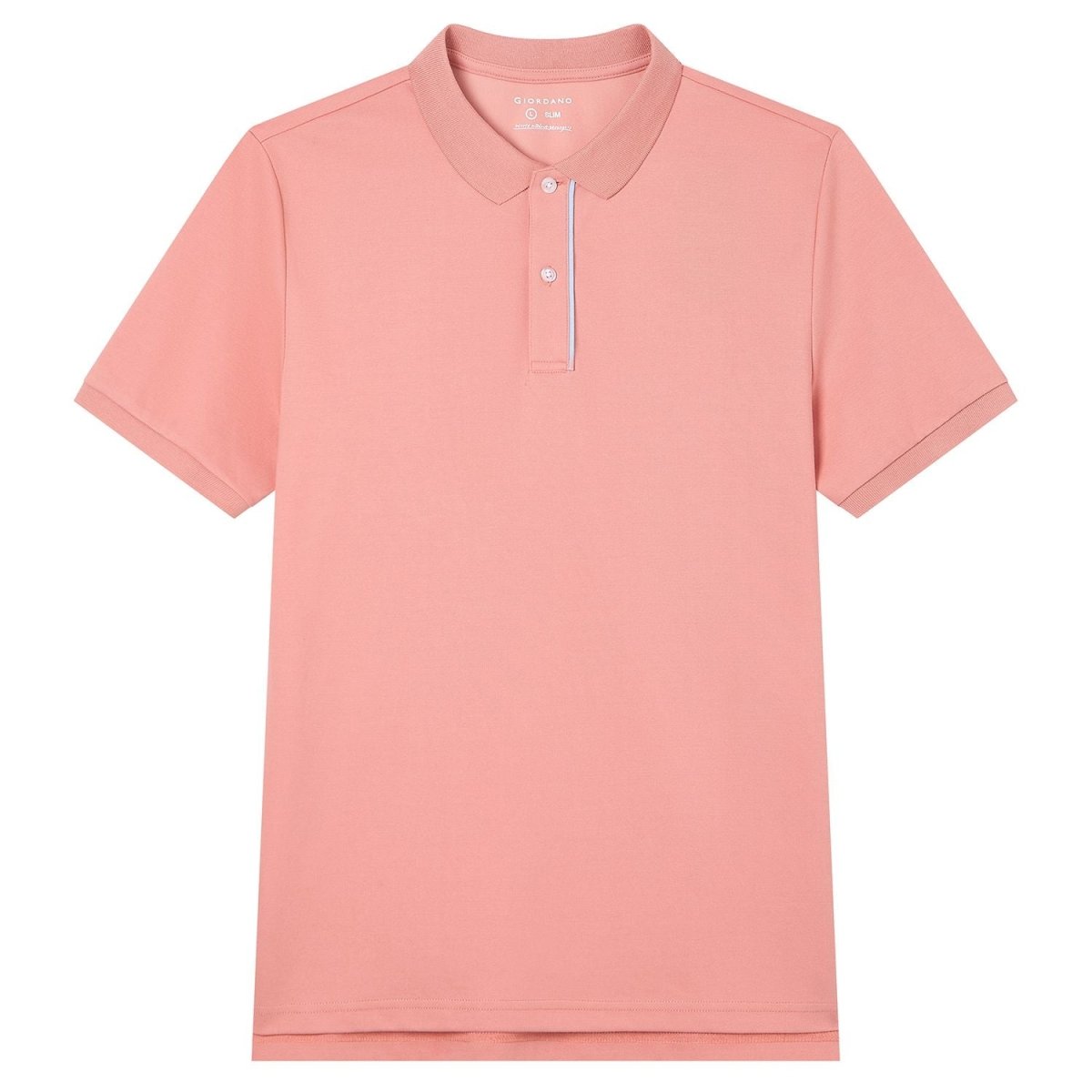 Men's Slim Fit Cool Touch Cotton Nylon Pique Flat Knit Collar Solid Polo