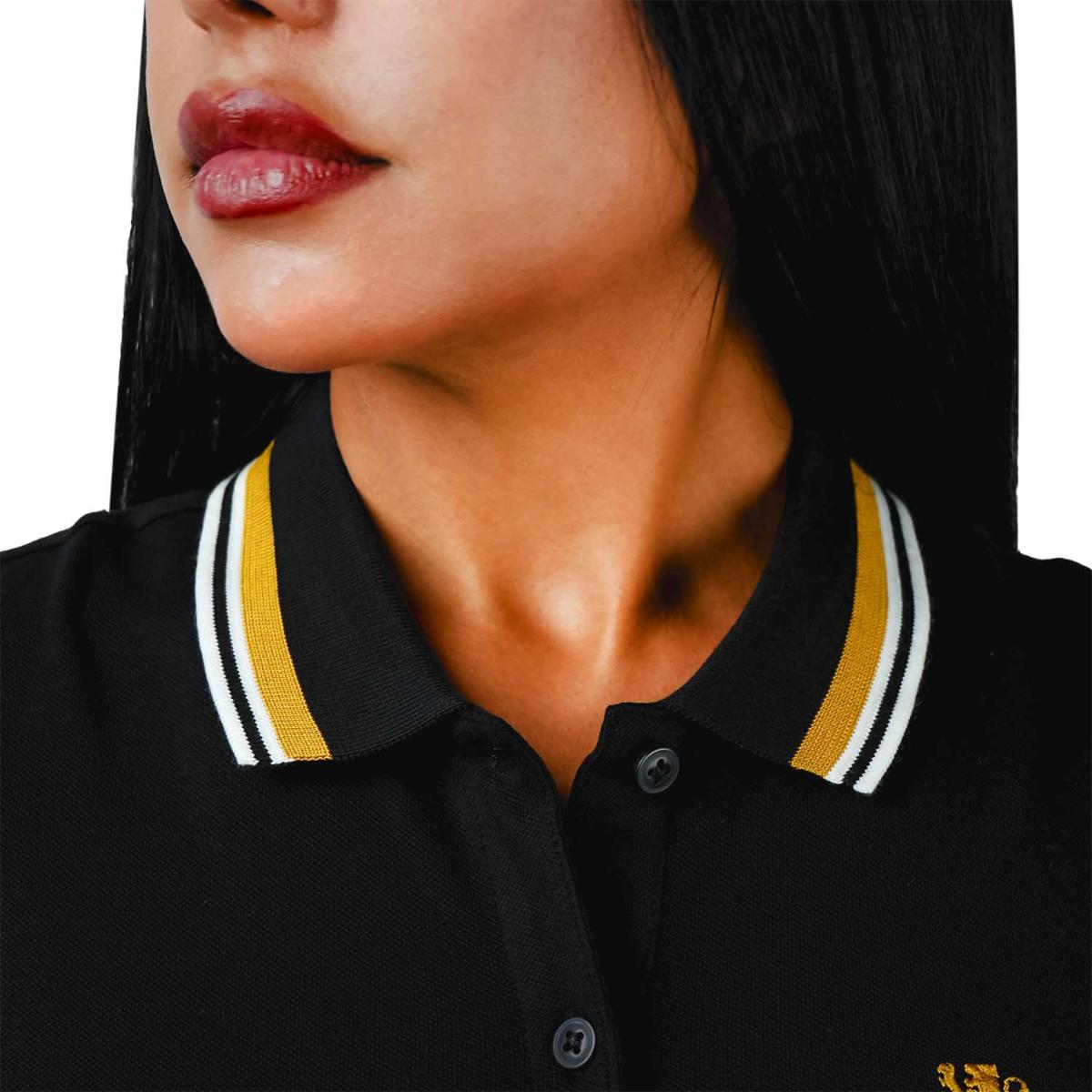 قميص بولو نسائي كلاسيكي من القطن بيكيه - قصة ضيقة، تفاصيل مطرزة