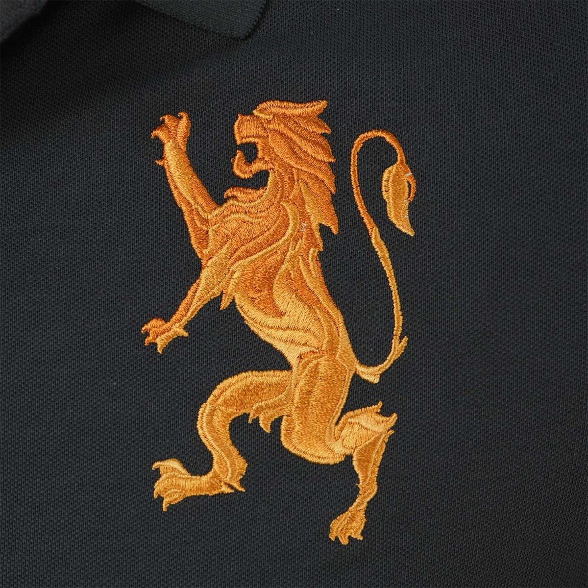 Men's 3D Lion Polo: Slim Fit, Bold Embroidery, Premium Pique