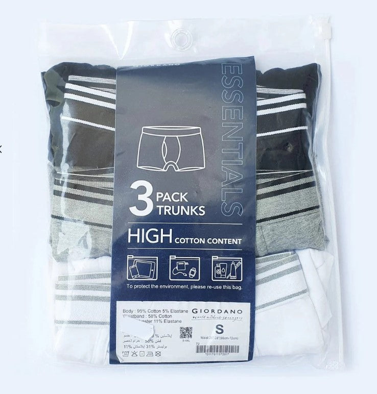 Men's Cotton Spandex Jersey 3-Pack Trunks
