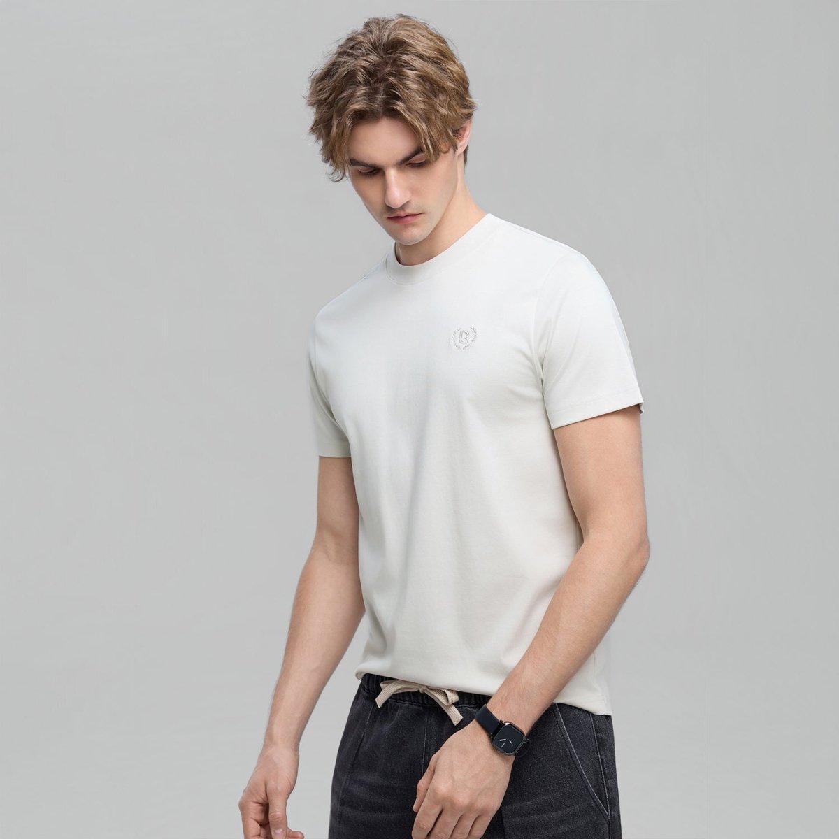 Men's Slim Fit Liquid Touch Cotton Crew Neck Tee