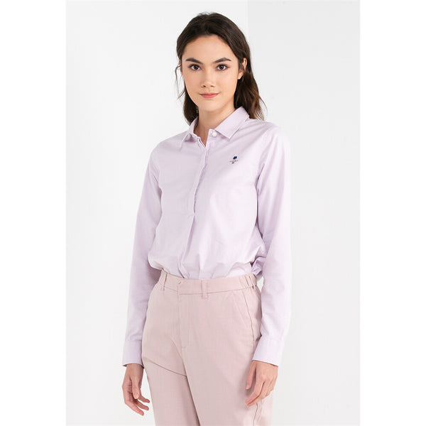 Women's Oxford Woven Collar Long Sleeve Shirt