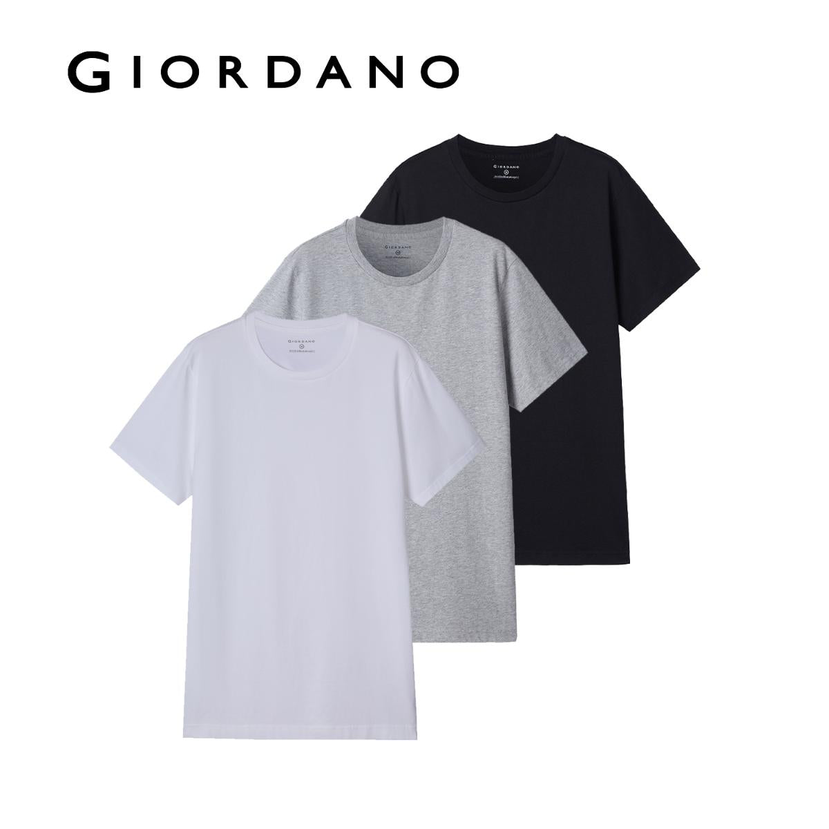 مجموعة من 3 قمصان قطنية برقبة دائرية للرجال