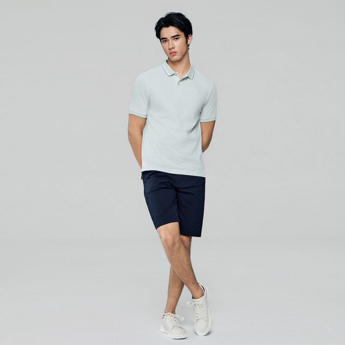 Men's Slim Pique Cotton Lycra Solid Polo with Flat Knit Collar