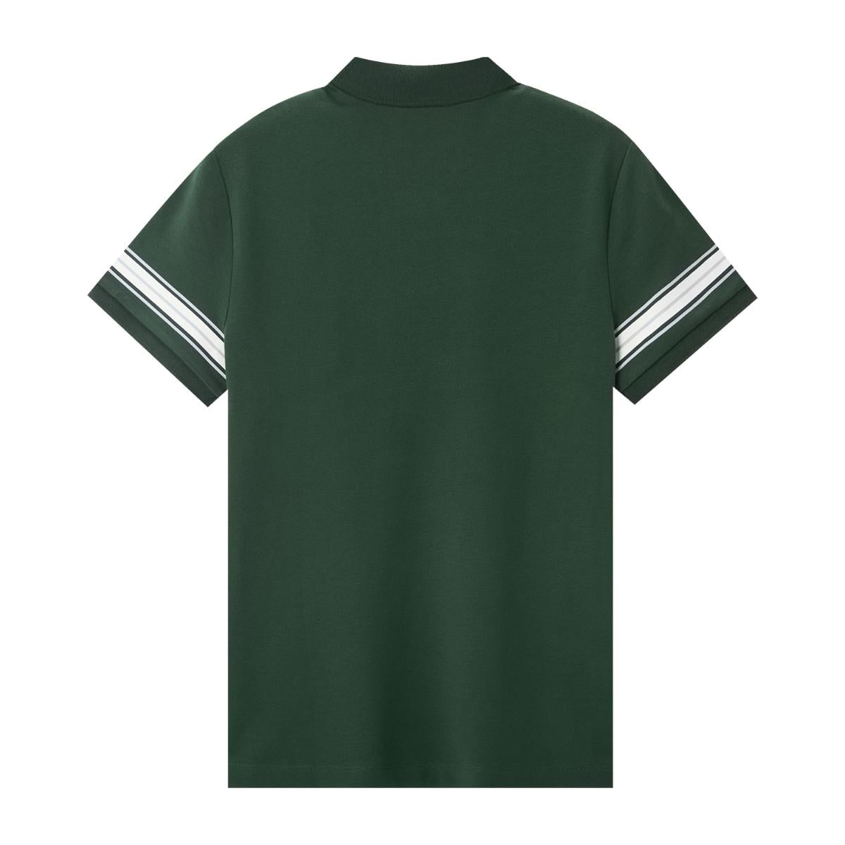 قميص بولو نسائي من القطن بيكيه مطرز بجرأة - قصة ضيقة، وأكمام قصيرة