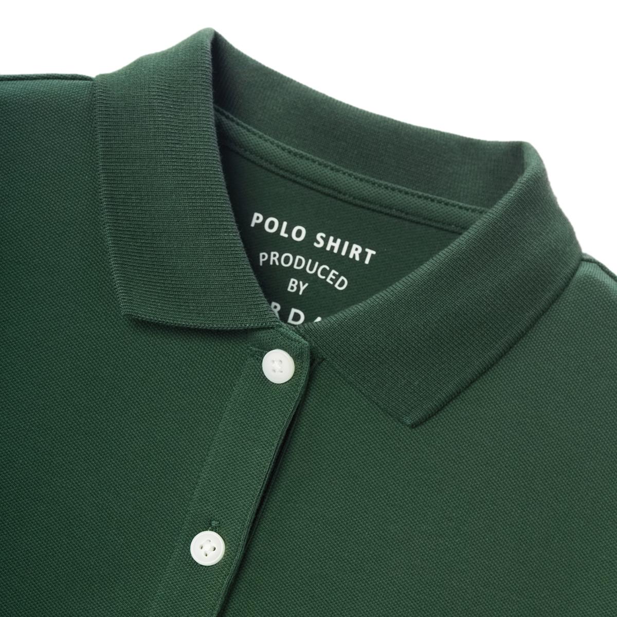 قميص بولو نسائي من القطن بيكيه مطرز بجرأة - قصة ضيقة، وأكمام قصيرة